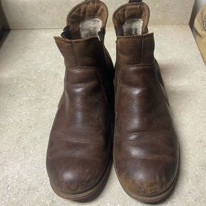 Leather slip on boots